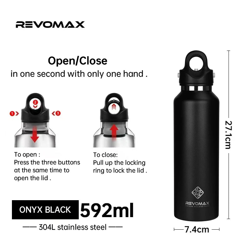 Double Wall Insulated Water Bottle, Outdoor Travel Sports Bottles, Stainless Steel, 600Ml, Thermos for Tea, Thermal Cup