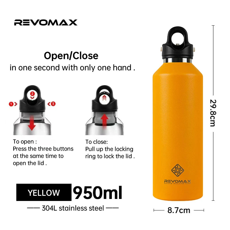 Double Wall Insulated Water Bottle, Outdoor Travel Sports Bottles, Stainless Steel, 600Ml, Thermos for Tea, Thermal Cup