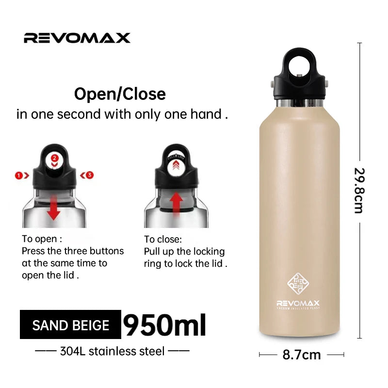 Double Wall Insulated Water Bottle, Outdoor Travel Sports Bottles, Stainless Steel, 600Ml, Thermos for Tea, Thermal Cup