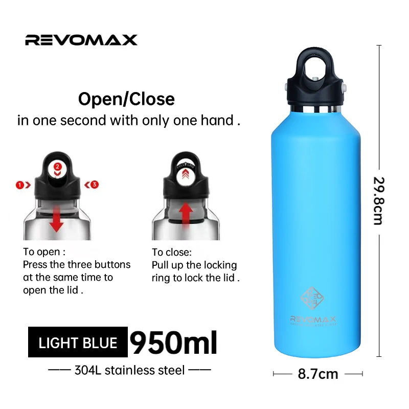 Double Wall Insulated Water Bottle, Outdoor Travel Sports Bottles, Stainless Steel, 600Ml, Thermos for Tea, Thermal Cup