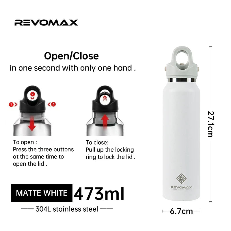 Double Wall Insulated Water Bottle, Outdoor Travel Sports Bottles, Stainless Steel, 600Ml, Thermos for Tea, Thermal Cup