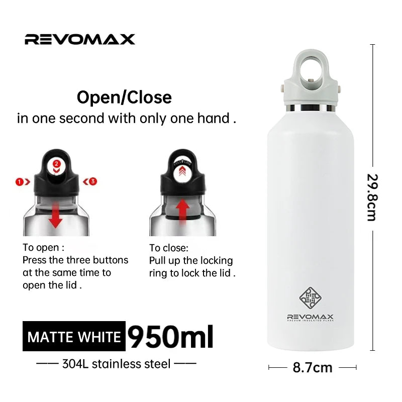 Double Wall Insulated Water Bottle, Outdoor Travel Sports Bottles, Stainless Steel, 600Ml, Thermos for Tea, Thermal Cup