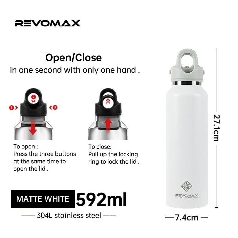 Double Wall Insulated Water Bottle, Outdoor Travel Sports Bottles, Stainless Steel, 600Ml, Thermos for Tea, Thermal Cup