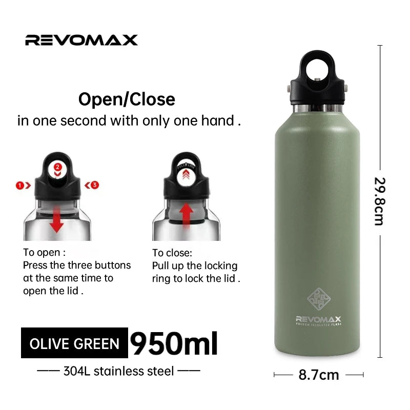 Double Wall Insulated Water Bottle, Outdoor Travel Sports Bottles, Stainless Steel, 600Ml, Thermos for Tea, Thermal Cup