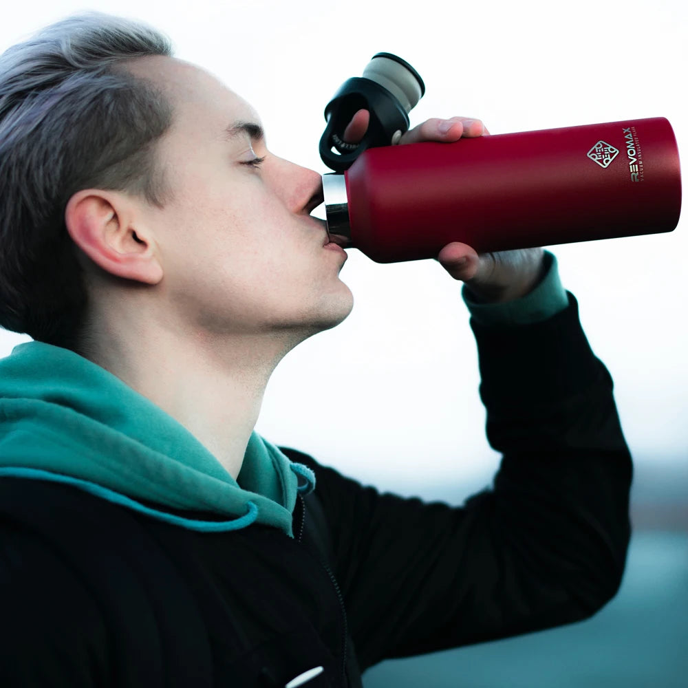 Double Wall Insulated Water Bottle, Outdoor Travel Sports Bottles, Stainless Steel, 600Ml, Thermos for Tea, Thermal Cup