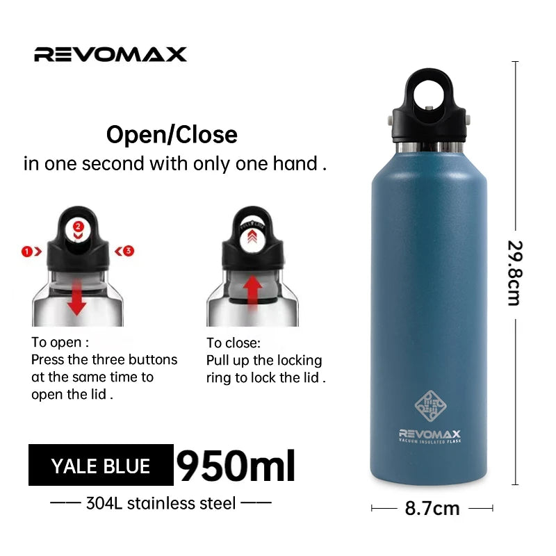 Double Wall Insulated Water Bottle, Outdoor Travel Sports Bottles, Stainless Steel, 600Ml, Thermos for Tea, Thermal Cup