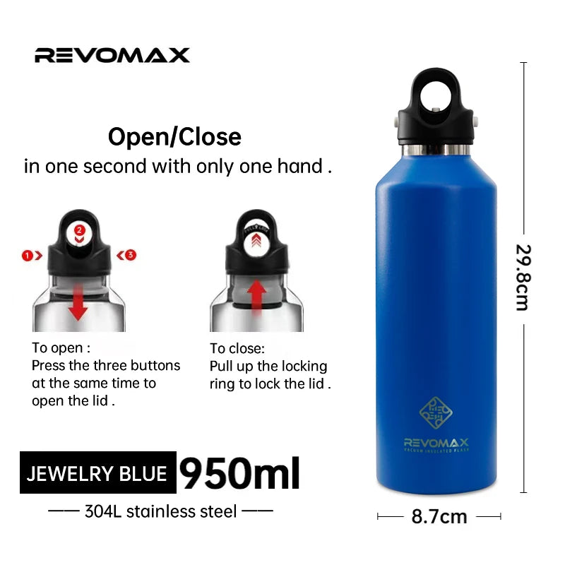 Double Wall Insulated Water Bottle, Outdoor Travel Sports Bottles, Stainless Steel, 600Ml, Thermos for Tea, Thermal Cup
