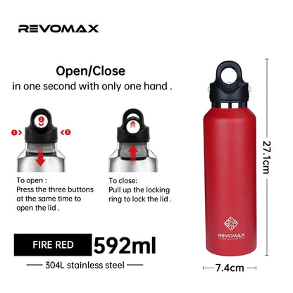 Double Wall Insulated Water Bottle, Outdoor Travel Sports Bottles, Stainless Steel, 600Ml, Thermos for Tea, Thermal Cup